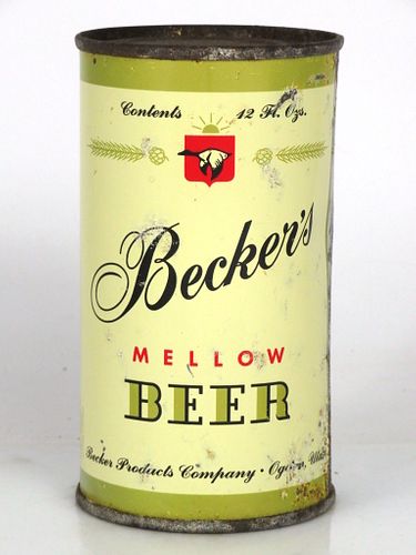 1958 Becker's Mellow Beer 12oz 35-28a Ogden Utah