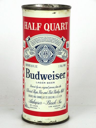 1961 Budweiser Lager Beer 16oz One Pint 226-27 Saint Louis Missouri