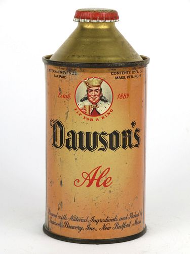 1946 Dawson's Ale 12oz Cone Top Can 159-01 Willimansett Massachusetts