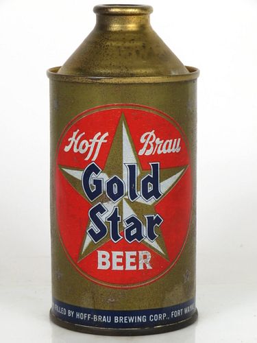 1946 Hoff Brau Gold Star Beer 12oz Cone Top Can 168-31 Fort Wayne Indiana