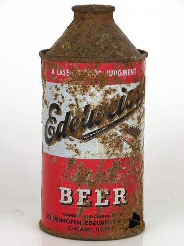 1947 Edelweiss Light Beer 12oz Cone Top Can 160-29 Chicago Illinois