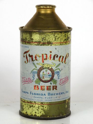 1950 Tropical Beer 12oz Cone Top Can 187-21 Tampa Florida