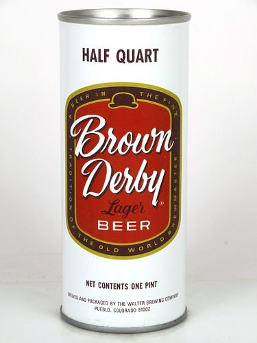 1971 Brown Derby Beer 16oz One Pint T142-14 Pueblo Colorado
