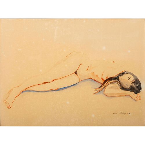 David Silverberg (Canadian b.1936) Signed Watercolor, Nude Woman