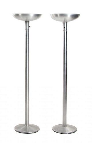 Two Aluminum Floor Lamps, Height 70 1/2 inches.