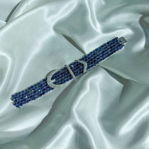 18k Diamond Sapphire Belt Buckle BraceletÂ 