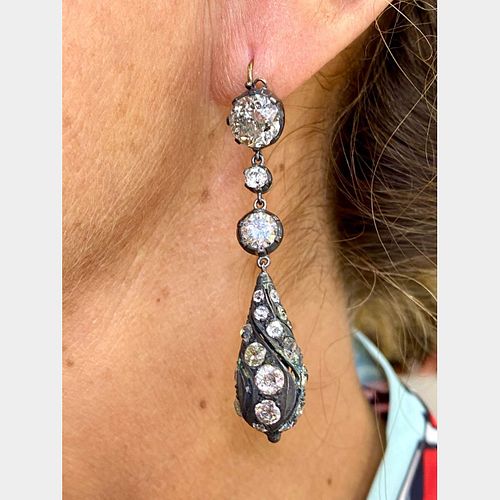 18K & Silver Diamond Earrings