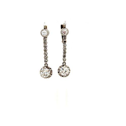 Platinum Art Deco Diamond Dangle EarringsÂ 