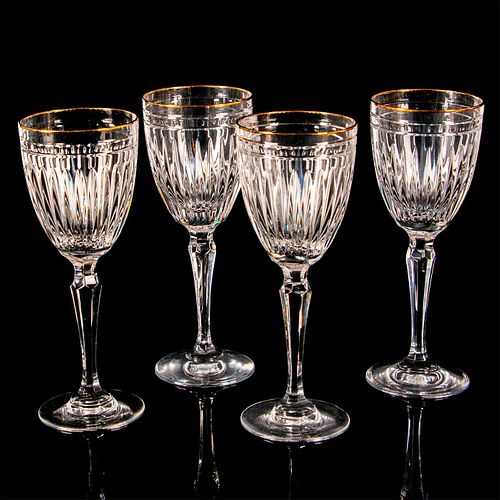 4pc Marquis Waterford Wine Glasses, Hanover Gold