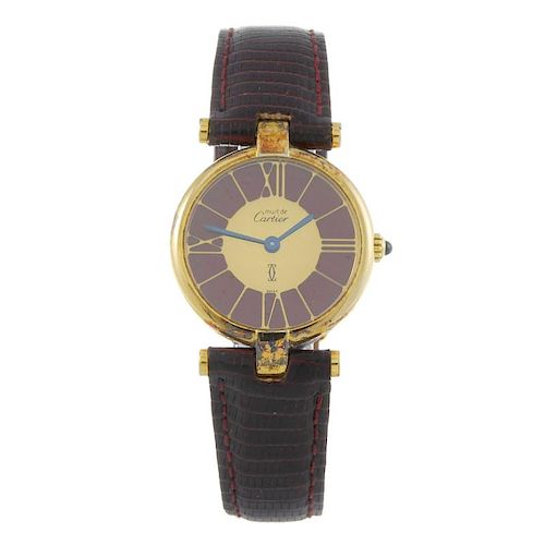 CARTIER - a Must De Cartier wrist watch. Gold plated silver case. Numbered 18 131132. Signed quartz