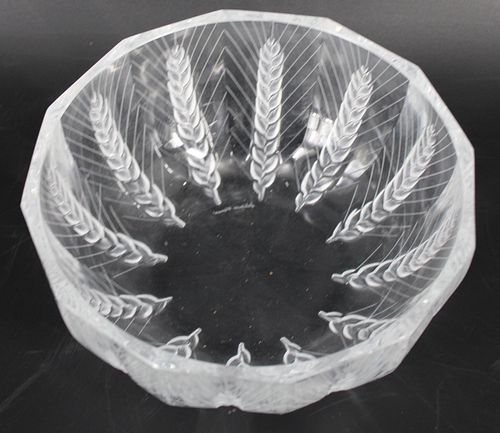 Lalique France "Ceres" Wheat Sheaf Glass Bowl.
