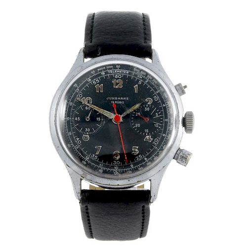 JUNGHANS - a gentleman's chronograph wrist watch. Base metal case with stainless steel case back. Si