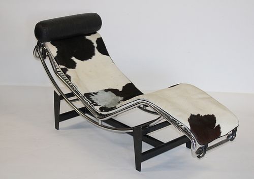 After LeCorbusier Hide Upholstered Chaise.