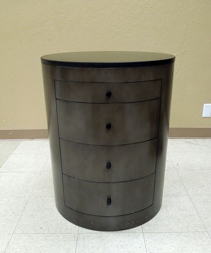 Contemporary Cylindrical 4-Drawer Chest with Marble Top.