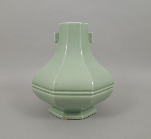 Chinese Celadon Octagon Vase.