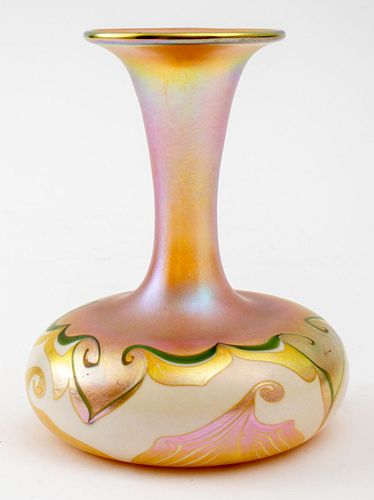 Quezal Iridescent Glass Vase