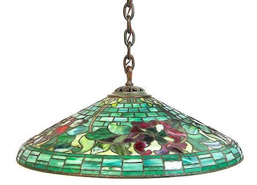 A Duffner And Kimberly Leaded Glass Shade, Diameter 28 inches.