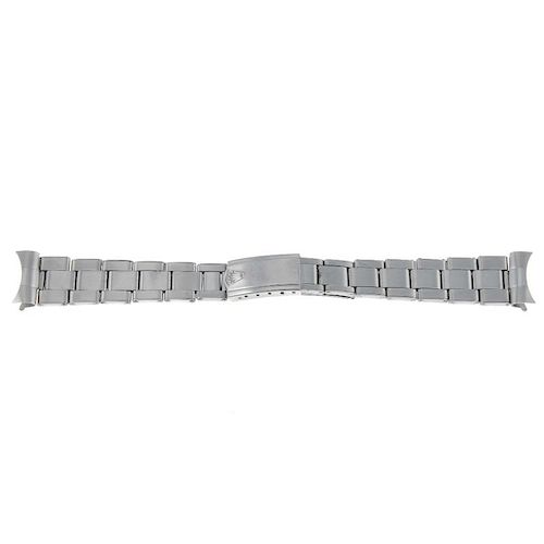 ROLEX - A stainless steel lady's expandable Oyster bracelet with folding clasp. 17cm. <br><br> Brace