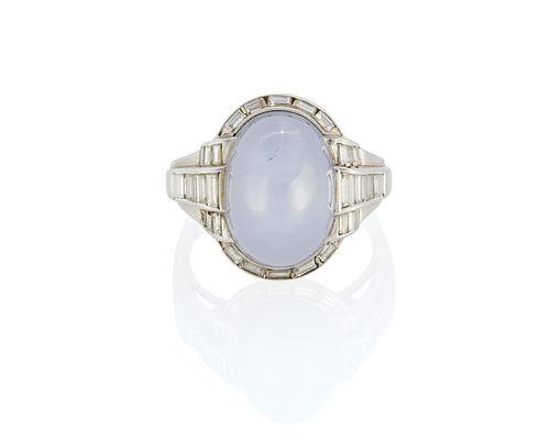 A star sapphire and diamond ring