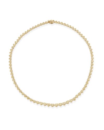An Oscar Friedman graduated yellow diamond heart line necklace