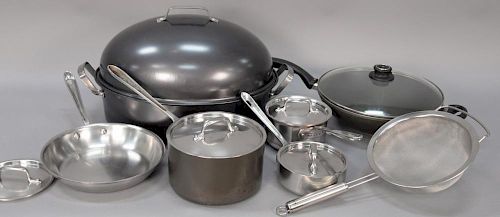 Kitchen pots and pans to include four piece of All-Clad.