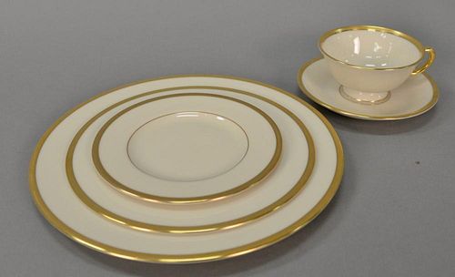 Lenox Tuxedo china dinner set, setting for sixteen including 16 dinner plates, 16 salad plates, 16 bread plates, 16 cups and saucers...