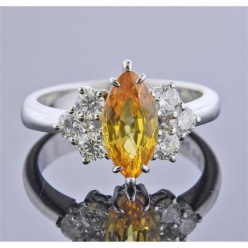 18k Gold Diamond Yellow Sapphire Ring