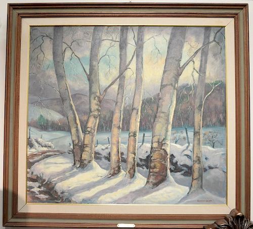 Andrew Gallano (1915-1988) oil on canvas Birches, Ashfield Mass, signed lower right Andrew Gallano, 36" x 40".