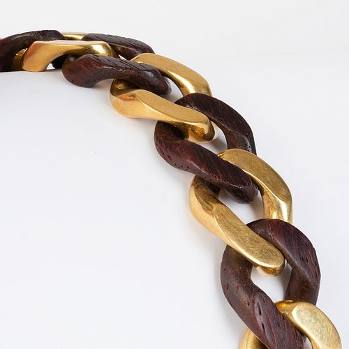 Bulgari 18K Gold and Wood Cuban Link Bracelet