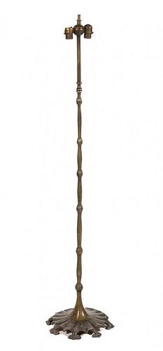 * A Tiffany Studio Bronze Lamp Base, Height 56 1/8 inches.