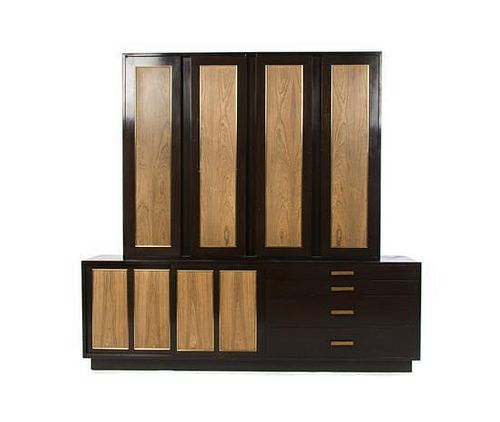 * A Harvey Probber Ebonized Cabinet on Stand, Height 73 x width 77 1/4 x depth 17 3/4 inches.