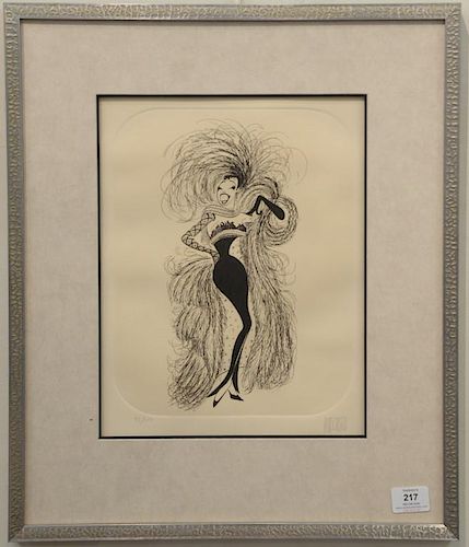 Al Hirschfeld (1903-2003) etching of Josephine Baker, signed in pencil lower right Hirschfeld, numbered in pencil lower left 93/150....