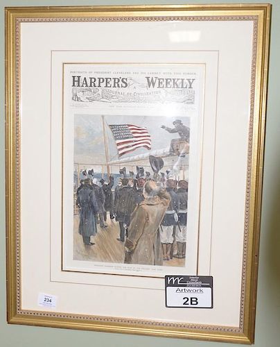 Set of ten Harpers Weekly hand colored lithographs, all framed and matted by Wesley Allen Framemakers. average size 15" x 9 1/2" sig...