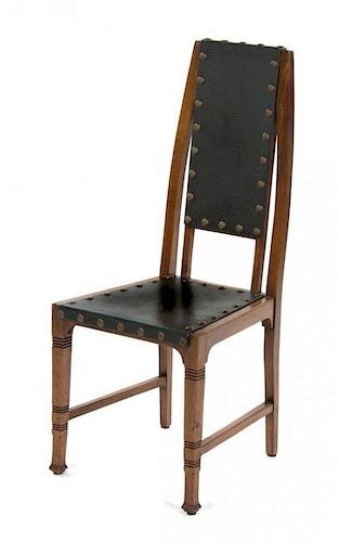 A Secessionist Oak Side Chair, Height 41 1/4 inches.