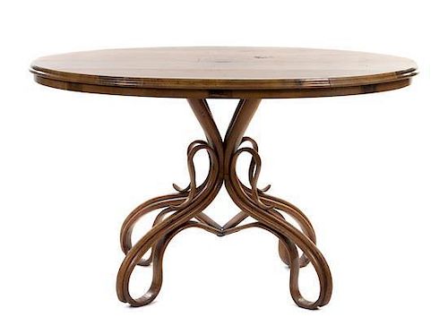 A Thonet Bentwood Center Table, Height 30 1/4 x width 50 1/2 x depth 33 1/2 inches.