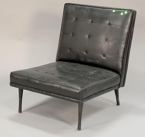 Paul McCobb for Widdicomb armless slipper chair, black naugahyde.