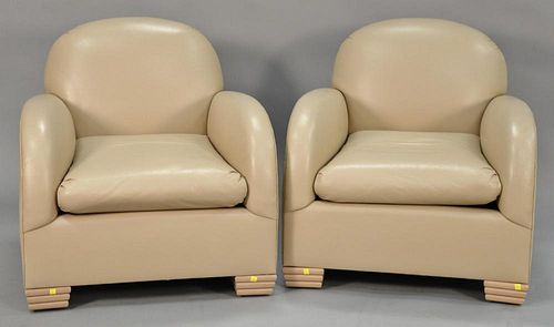 Pair of 1980's Deco style leather chairs.