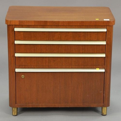 Stow Davis modern mahogany four drawer stand. ht. 29 in.; wd. 30 in.; dp. 18 in.