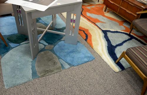 Two Mid-Century style carpets, one is room size Ryanova Collection. 4' x 6' and 8'3" x 11'8"