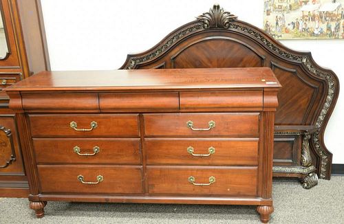 Two piece lot including Ethan Allen double chest and Lexington Queen bed (no bolts to assemble bed). ht. 36 in.; wd. 64 in.; dp. 19 in.