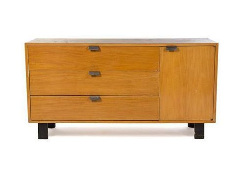 * A George Nelson Oak Bedroom Suite, for Herman Miller, Length of longest 57 inches.