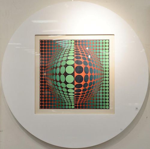 Victor Vasarely (1906-1997) Screen print "Vega/Fel-Vert-Rouge, signed lower right in pencil Vasarely, numbered in pencil lower left ...