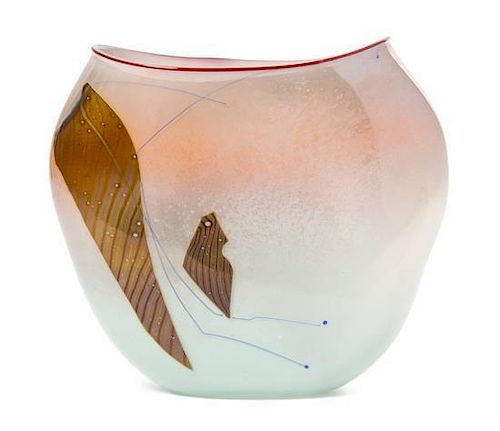An American Studio Blown Glass Vessel, William Morris (b. 1957), Height 8 inches.