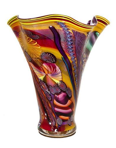 * An American Studio Glass Vase, James Nowak (b. 1956), Height 20 1/2 inches.