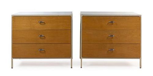 * A Pair of George Nelson Steel Frame Chest of Drawers, for Herman Miller, Height of pair 29 1/2 x width 33 1/2 x depth 17 inche