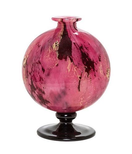 A Charles Schneider Glass Vase, Height 7 inches.
