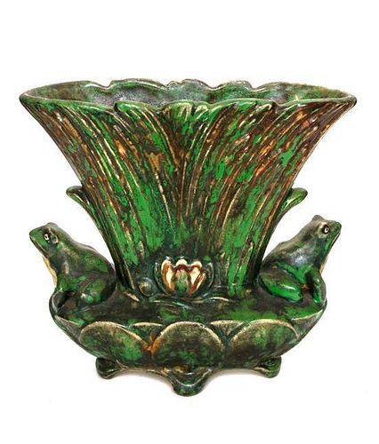 A Weller Pottery Coppertone Vase, Height 8 inches.
