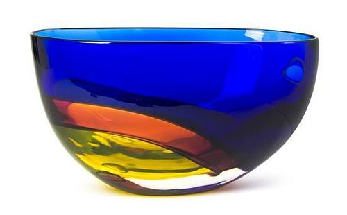 An Italian Studio Glass Center Bowl, Archimede Seguso for Tiffany, Width 14 3/8 inches.