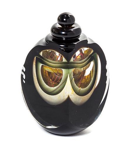 An American Studio Glass Perfume Bottle, William Carlson (b. 1950), Height 7 3/8 inches.