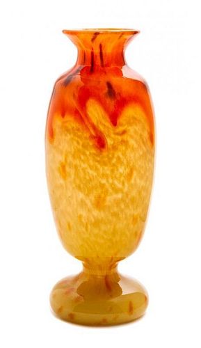 A Charles Schneider Glass Vase, Height 12 inches.